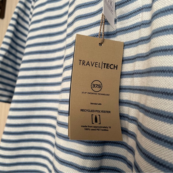 Jos A Bank Polo Shirt Men's X-Large XL Blue Striped Travel Tech Slim Fit NEW - Picture 5 of 8